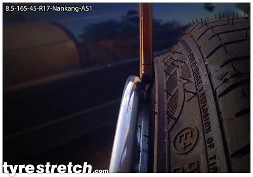 An example of tyre stretch: 165/45 R17 on 8.5J – NANKANG