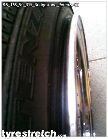 An example of tyre stretch: 165/50 R15 on 8.5J – BRIDGESTONE