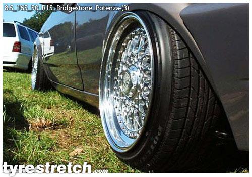 An example of tyre stretch: 165/50 R15 on 8.5J – BRIDGESTONE