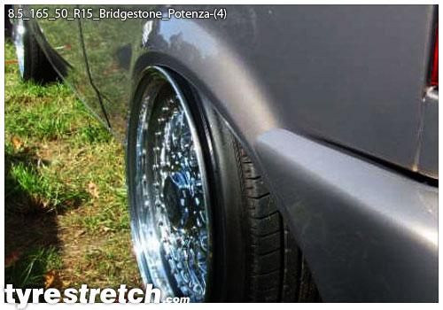 An example of tyre stretch: 165/50 R15 on 8.5J – BRIDGESTONE