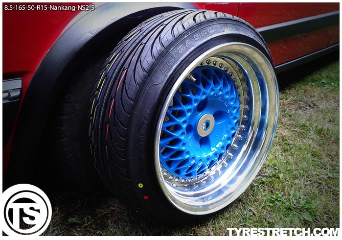 An example of tyre stretch: 165/50 R15 on 8.5J – NANKANG