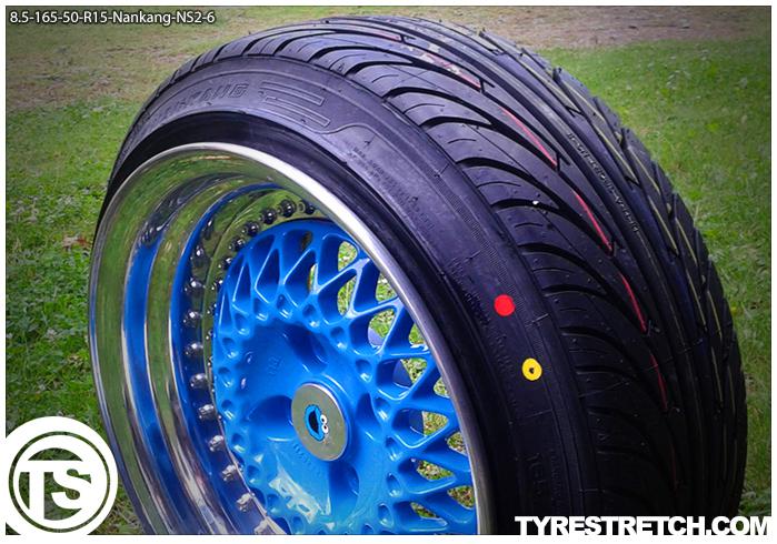 An example of tyre stretch: 165/50 R15 on 8.5J – NANKANG