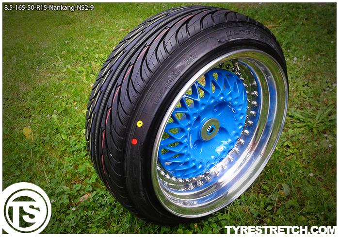 An example of tyre stretch: 165/50 R15 on 8.5J – NANKANG