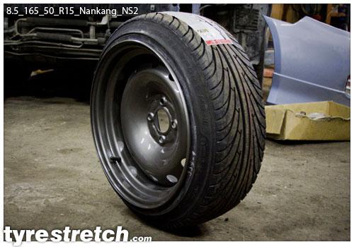 An example of tyre stretch: 165/50 R15 on 8.5J – NANKANG