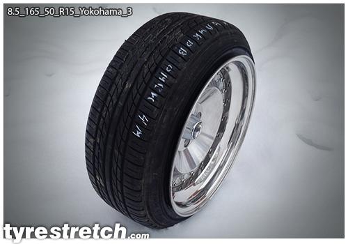 An example of tyre stretch: 165/50 R15 on 8.5J – YOKOHAMA