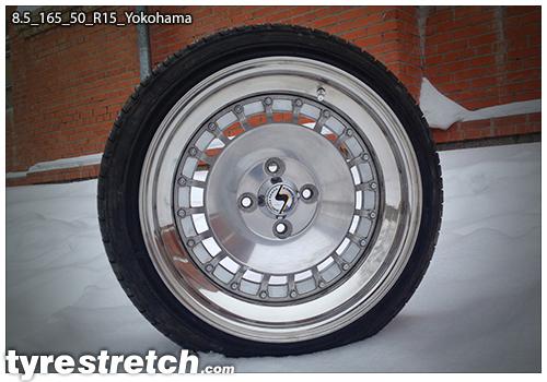 An example of tyre stretch: 165/50 R15 on 8.5J – YOKOHAMA