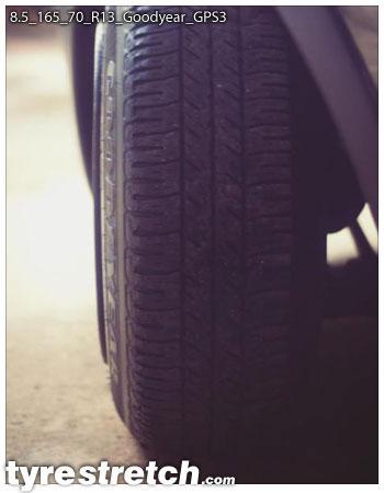 An example of tyre stretch: 165/70 R13 on 8.5J – GOODYEAR