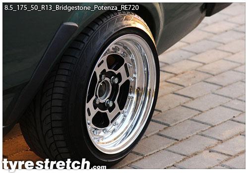 An example of tyre stretch: 175/50 R13 on 8.5J – BRIDGESTONE