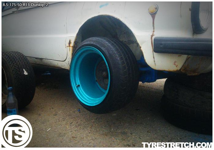 An example of tyre stretch: 175/50 R13 on 8.5J – DUNLOP