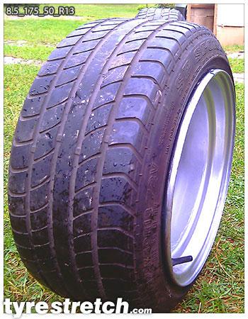 An example of tyre stretch: 175/50 R13 on 8.5J