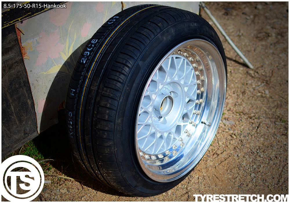 An example of tyre stretch: 175/50 R15 on 8.5J – HANKOOK