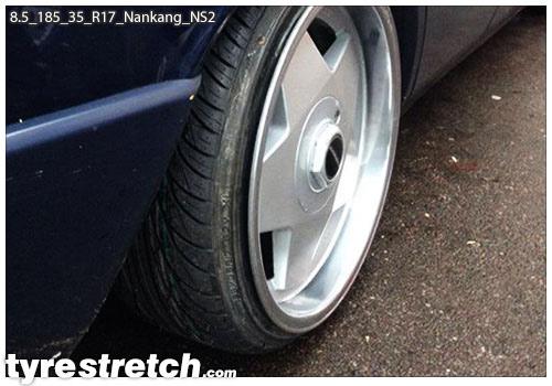 An example of tyre stretch: 185/35 R17 on 8.5J – NANKANG