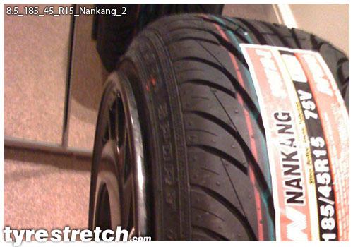 An example of tyre stretch: 185/45 R15 on 8.5J – NANKANG