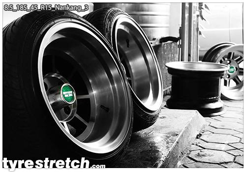 An example of tyre stretch: 185/45 R15 on 8.5J – NANKANG
