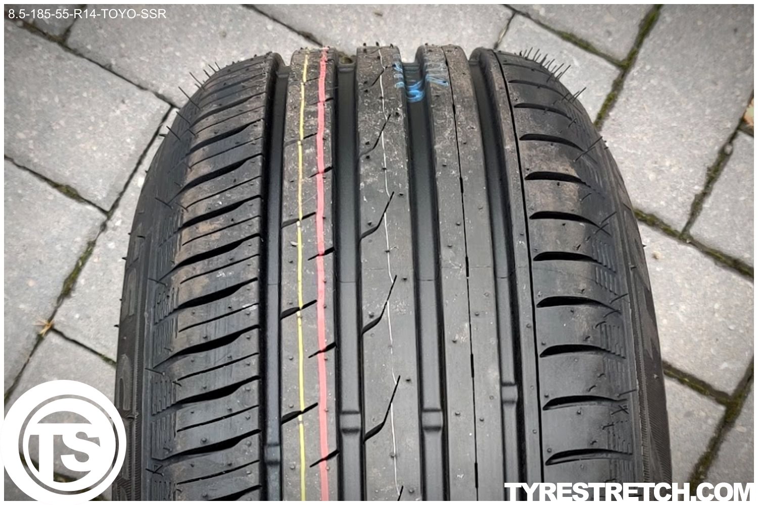 An example of tyre stretch: 185/55 R14 on 8.5J – TOYO (SSR)