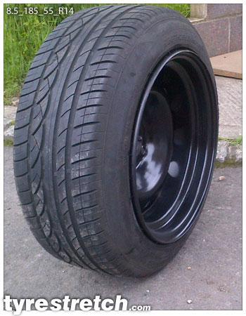 An example of tyre stretch: 185/55 R14 on 8.5J