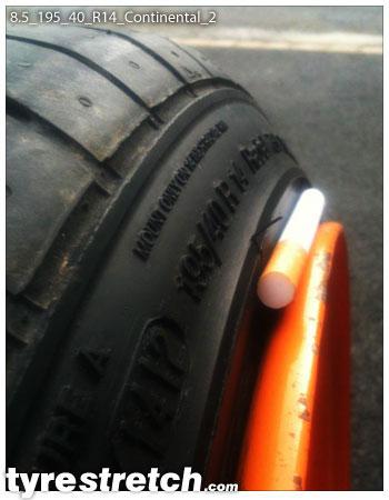 An example of tyre stretch: 195/40 R14 on 8.5J – CONTINENTAL