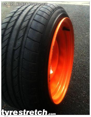 An example of tyre stretch: 195/40 R14 on 8.5J – CONTINENTAL