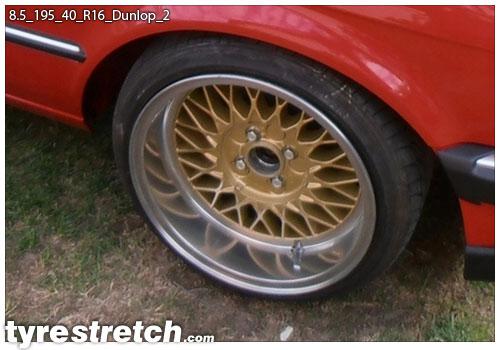 An example of tyre stretch: 195/40 R16 on 8.5J – DUNLOP