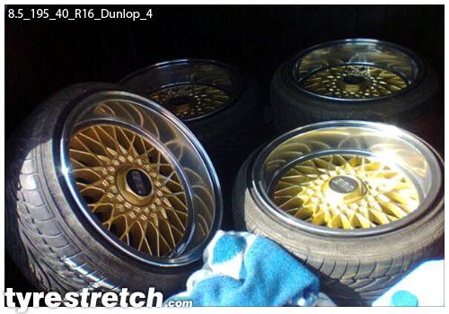 An example of tyre stretch: 195/40 R16 on 8.5J – DUNLOP