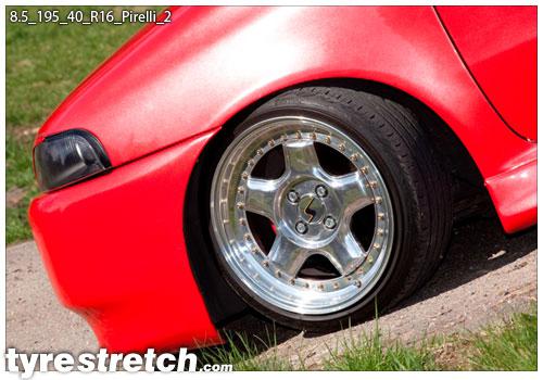 An example of tyre stretch: 195/40 R16 on 8.5J – PIRELLI