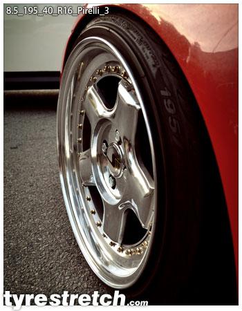 An example of tyre stretch: 195/40 R16 on 8.5J – PIRELLI