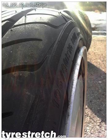 An example of tyre stretch: 195/40 R16 on 8.5J – YOKOHAMA