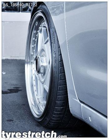 An example of tyre stretch: 195/40 R17 on 8.5J