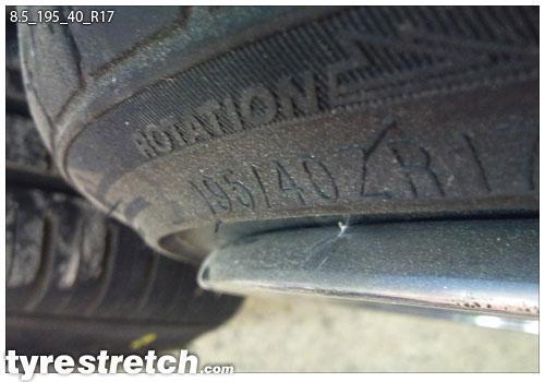 An example of tyre stretch: 195/40 R17 on 8.5J