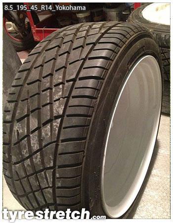 An example of tyre stretch: 195/45 R14 on 8.5J – YOKOHAMA