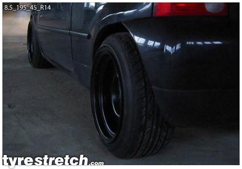 An example of tyre stretch: 195/45 R14 on 8.5J