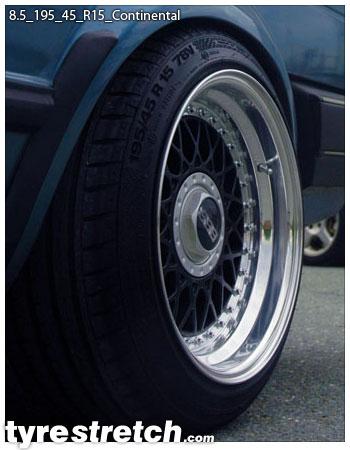 An example of tyre stretch: 195/45 R15 on 8.5J – CONTINENTAL