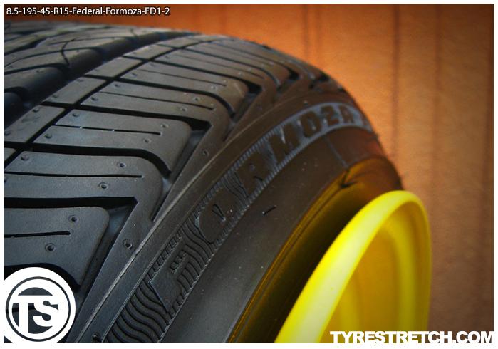 An example of tyre stretch: 195/45 R15 on 8.5J – FEDERAL