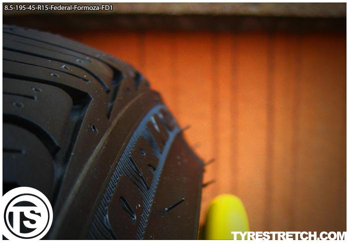 An example of tyre stretch: 195/45 R15 on 8.5J – FEDERAL