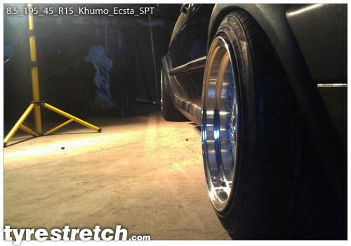 An example of tyre stretch: 195/45 R15 on 8.5J – KUMHO