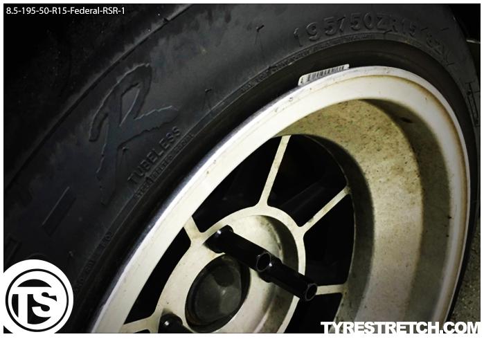 An example of tyre stretch: 195/50 R15 on 8.5J – FEDERAL