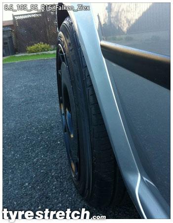 An example of tyre stretch: 195/55 R16 on 8.5J – FALKEN