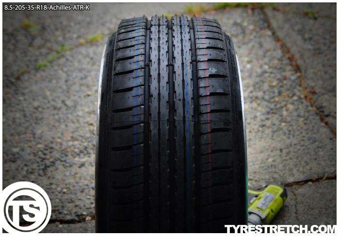 An example of tyre stretch: 205/35 R18 on 8.5J – ACHILLES