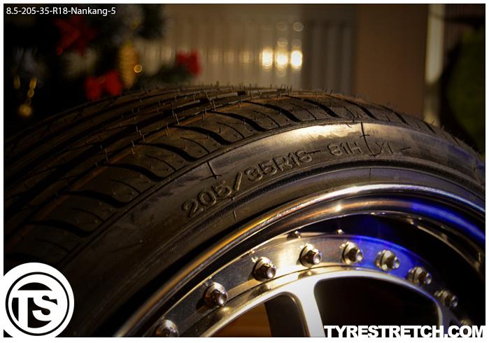 An example of tyre stretch: 205/35 R18 on 8.5J – NANKANG