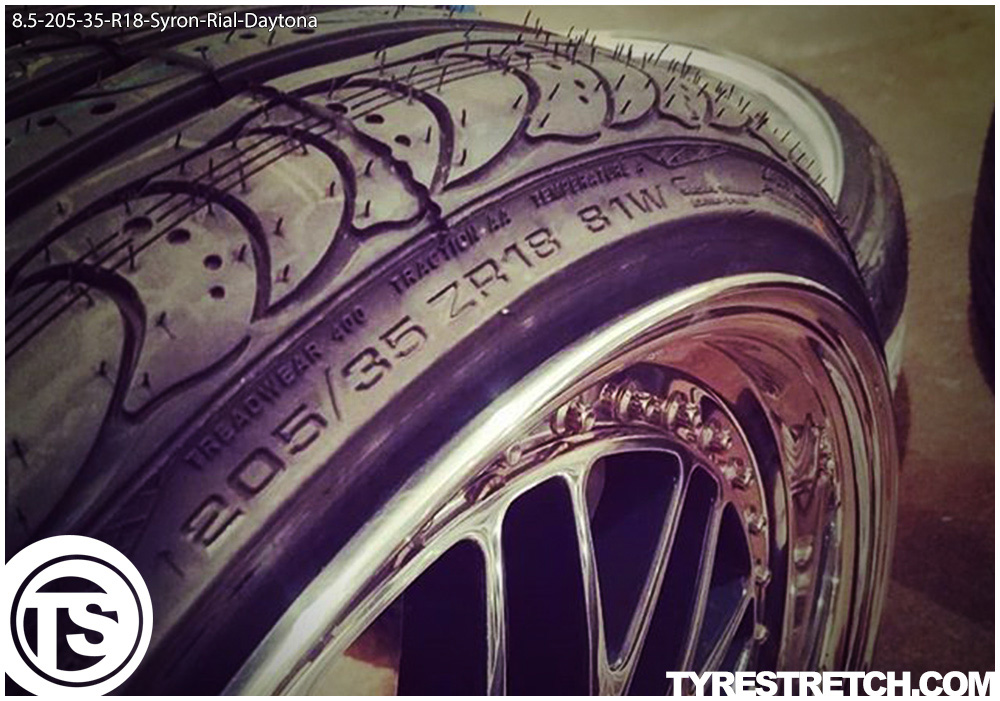 An example of tyre stretch: 205/35 R18 on 8.5J – SYRON (RIAL)