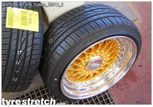 An example of tyre stretch: 205/40 R16 on 8.5J – FALKEN