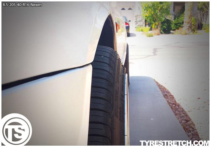 An example of tyre stretch: 205/40 R16 on 8.5J – NEXEN