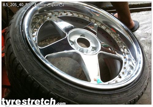 An example of tyre stretch: 205/40 R17 on 8.5J – ACHILLES