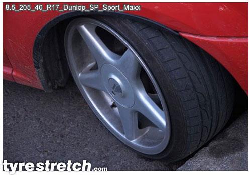 An example of tyre stretch: 205/40 R17 on 8.5J – DUNLOP