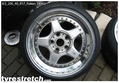 An example of tyre stretch: 205/40 R17 on 8.5J – FALKEN
