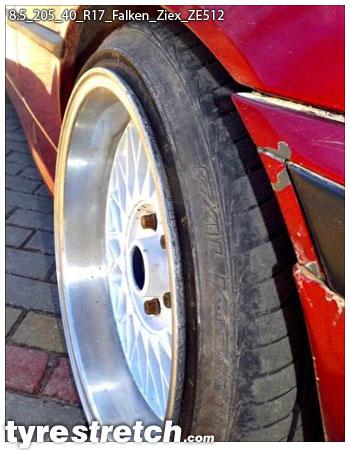 An example of tyre stretch: 205/40 R17 on 8.5J – FALKEN