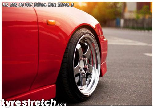 An example of tyre stretch: 205/40 R17 on 8.5J – FALKEN