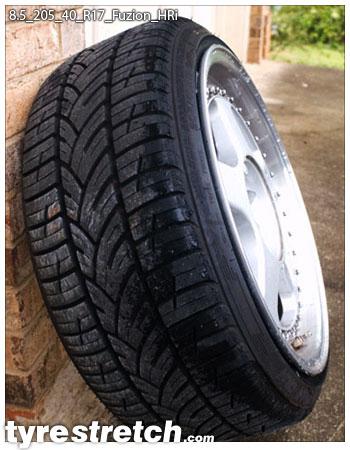 An example of tyre stretch: 205/40 R17 on 8.5J – FUZION