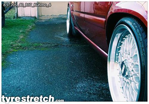 An example of tyre stretch: 205/40 R17 on 8.5J – KUMHO