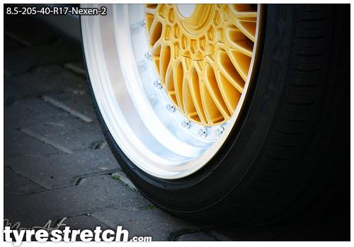 An example of tyre stretch: 205/40 R17 on 8.5J – NEXEN